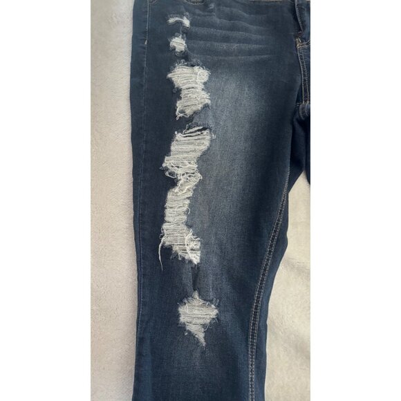 Blue Spice Blue Skinny Jeans Womens Plus Size 16 Distressed - Picture 2 of 10